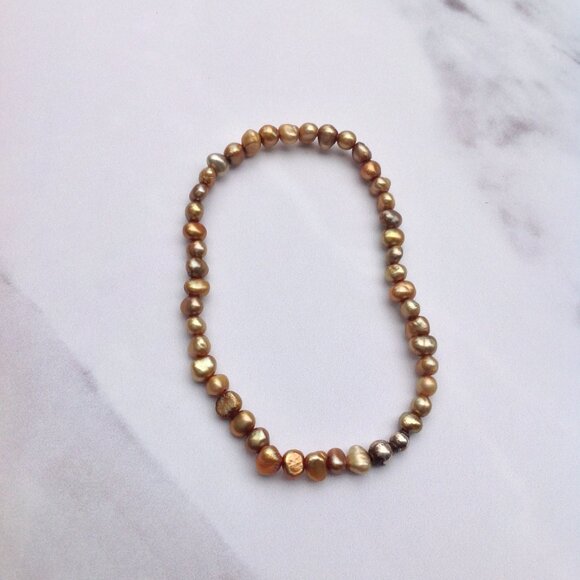 Freshwater Pearl Bracelet 4.5mm Rose Gold -Deep Olive 7.5" - Picture 3 of 6